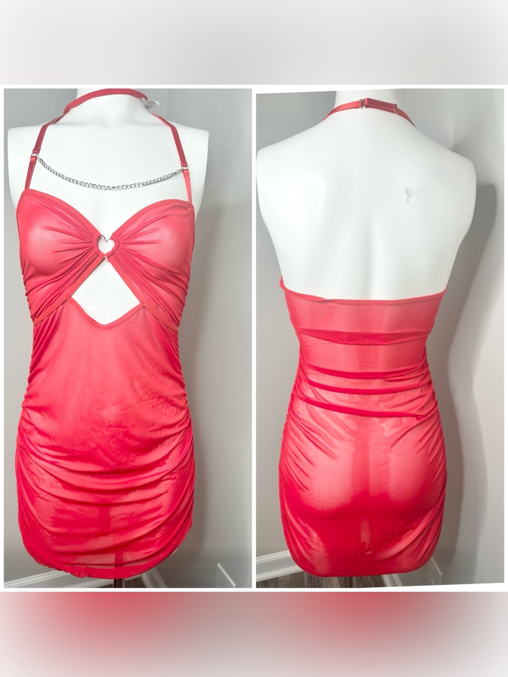 Red Halter Heart red lingerie - L